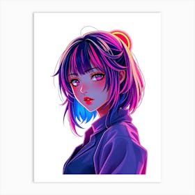 Anime Girl Pop Color Art Print