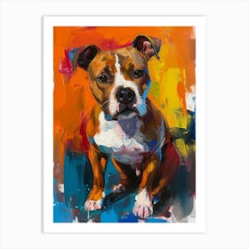 Staffordshire Bull Terrier Acrylic Painting 2 Art Print