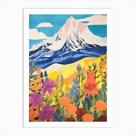 Mount Foraker United States 1 Colourful Mountain Illustration Art Print