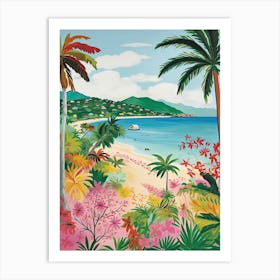 Half Moon Bay, Antigua, Matisse And Rousseau Style 1 Art Print