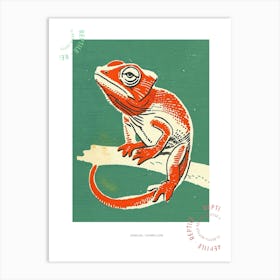 Red Senegal Chameleon Block 2 Poster Art Print