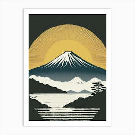 Firefly A Serene Scene Of Mount Fuji At Sunrise Ukiyo E Style 35908 Verbessert Sr Art Print