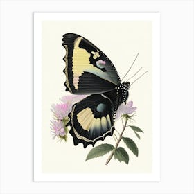 Black Swallowtail Butterfly Vintage Pastel 1 Art Print