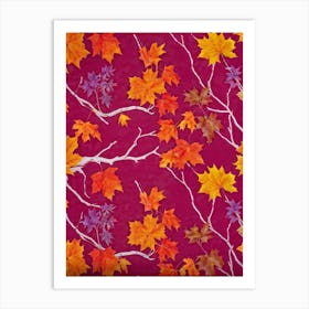 Abstract Autumnal Wallpaper Featuring A Vivid Top View Of An Oak And A Maple Tree Their Branches Ab (5) Art Print