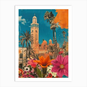 Morocco   Floral Retro Collage Style 4 Art Print