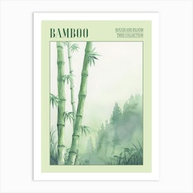 Bamboo Tree Atmospheric Watercolour Painting 1 Poster Art Print