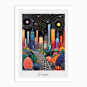 Poster Of Bangkok, Illustration In The Style Of Pop Art 2 Art Print