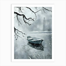 Boat In The Snow 2 Art Print