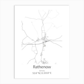 Rathenow,Germany Minimalist Map Art Print