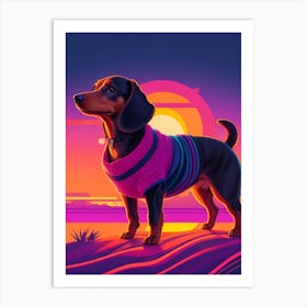 Dachshund Dog Sunset Art Print