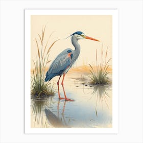 Heron In Water 1 Art Print