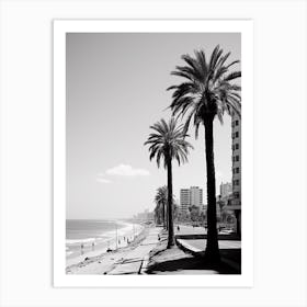 Tel Aviv Israel Mediterranean Black And White Photography Analogue 8 Art Print