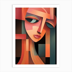 Cubist Abstract Geometric Lady Illustration 10 Art Print