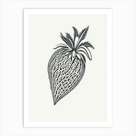 A Single Strawberry, Fruit, William Morris Inspired Art Print