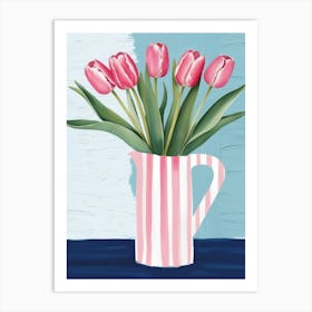 Pink Tulips In A Pitcher Art Print