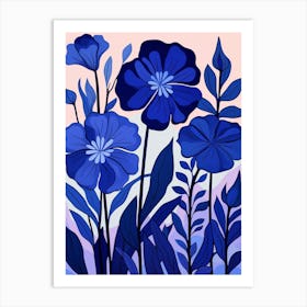 Blue Flower Illustration Phlox 1 Art Print