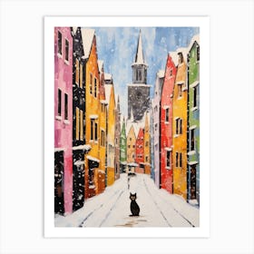 Cat In The Streets Of Nuremberg   Germany With Now 3 Art Print