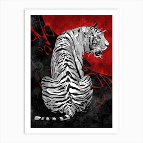 Chrome Red Tiger Art Print