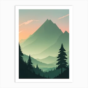 Misty Mountains Vertical Background In Green Tone 29 Art Print