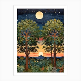 William Morris Sunset In The Jungle Art Print