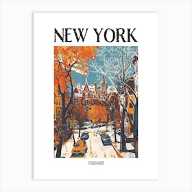 Fordham New York Colourful Silkscreen Illustration 3 Poster Art Print