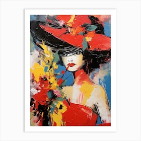 Lady In Red Hat 1 Art Print