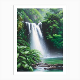 Selvatura Park Waterfall, Costa Rica Peaceful Oil Art  Art Print