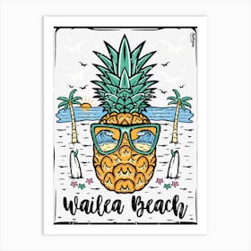 Retro Wailea Beach Maui Hawaii Art Print