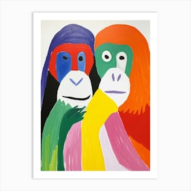 Colourful Kids Animal Art Orangutan 4 Art Print