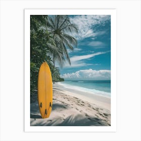 Yellow Surfboard On The Beach 1 Art Print