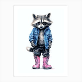 Raccoon Wearing Boots 1 Art Print