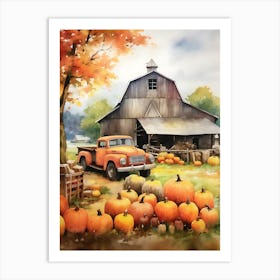 Watercolor Fall Scene Art Print