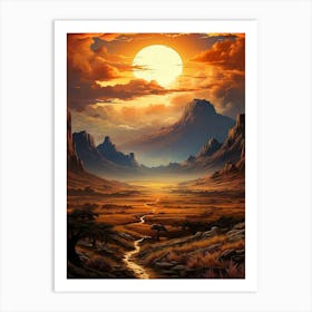 Sunset In The Desert Art Print