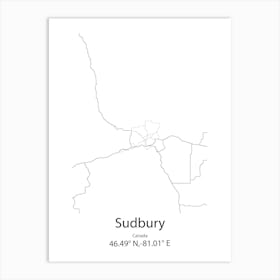 Sudbury,Canada Minimalist Map Art Print