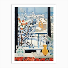 The Windowsill Of Sapporo   Japan Snow Inspired By Matisse 2 Art Print