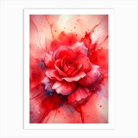 Red Rose Watercolor Painting Art Print