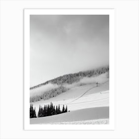 Niseko, Japan Black And White Skiing Poster Art Print