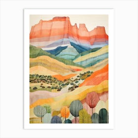 Mount Ossa Australia 3 Colourful Mountain Illustration Art Print