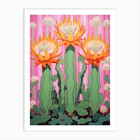 Mexican Style Cactus Illustration Acanthocalycium Cactus 3 Art Print