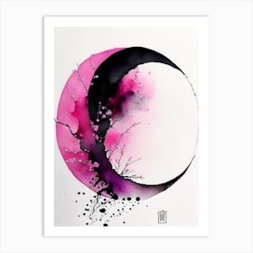 Pink 2 Yin and Yang Japanese Ink Art Print