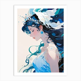 Girl With Blue Hair 5 Art Print