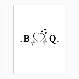 Personalized Couple Name Initial B And Q Monogram Art Print