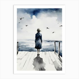 Woman On Pier Art Print