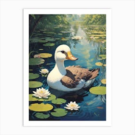 Duck In A Pond Print Art Print