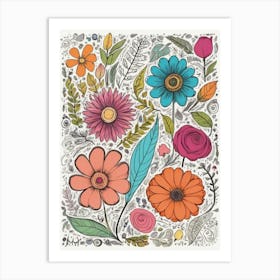 Floral Doodle 1 Art Print