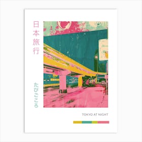 Tokyo Night Scene Pink Silkscreen Poster 2 Art Print