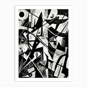 Chaos Abstract Black And White 2 Art Print