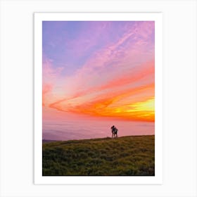 A Watercolor Creation Rich With Springs Flush Of Colors Backlit By The Glow Of The Summer Sunset (5) Art Print