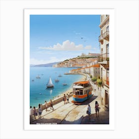 Lisbon, Portugal, Atlantic Ocean beach. Art Print