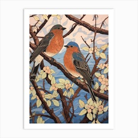 Art Nouveau Birds Poster Eastern Bluebird 1 Art Print